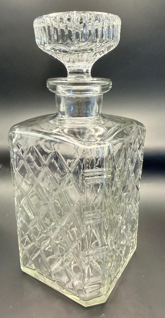 Vintage Kristallen Whiskykaraf Vierkant - Geslpn Diamantptrn, Antiek en Kunst, Antiek | Glaswerk en Kristal, Ophalen of Verzenden