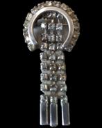 vintage strass zilverkleurig brochespeld, 4 tot 7 cm, Ophalen of Verzenden, Zo goed als nieuw, Brochespeld
