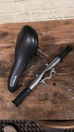 Fietsstoeltje voor herenfiets, Fietsen en Brommers, Fietsaccessoires | Fietsstoeltjes, Ophalen, Gebruikt, Voorzitje, Voetsteuntjes