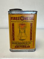 Ancien bidon d'huile FIREZONE, Collections, Boîte en métal, Autres marques, Utilisé, Enlèvement ou Envoi, Autre