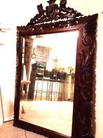 Mooie oude volledige houtgesneden spiegel, 135 x 80 cm, Huis en Inrichting, Woonaccessoires | Spiegels, 75 tot 100 cm, 100 tot 150 cm