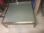 Inox tuintafel met glazen blad, Ophalen, Zo goed als nieuw, Glas
