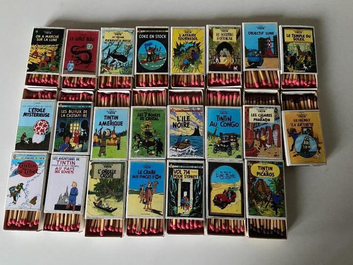 lot de 23 boîtes allumettes collection Tintin, Verzamelen, Stripfiguren, Zo goed als nieuw, Overige typen, Kuifje, Ophalen