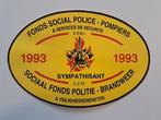 Autocollant vintage - Police du Fonds Social - Pompiers 1993, Collections, Enlèvement ou Envoi, Comme neuf, Autres types