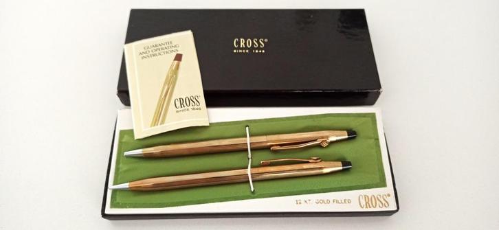 Vintage Cross 12K gold filled pen & pencil set #6601, Verzamelen, Pennenverzamelingen, Nieuw, Balpen, Cross, Met doosje, Ophalen of Verzenden