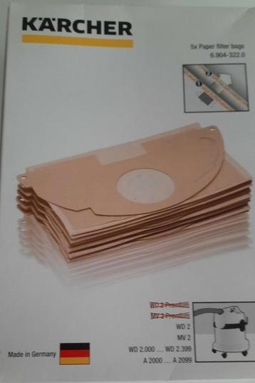 Papierfilterzakken voor Kärcher stofzuiger zie foto's beschikbaar voor biedingen