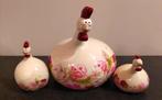 set van 3 decoratieve kippen - keramiek -bloemenmotief, Antiek en Kunst, Ophalen of Verzenden