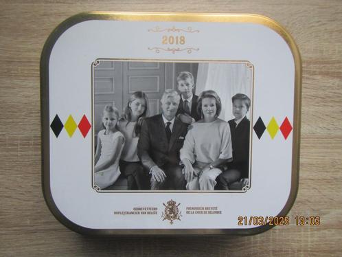 Belgisch Koningshuis Blikken Doos 2018, Verzamelen, Blikken, Zo goed als nieuw, Koek(jes), Overige merken, Ophalen of Verzenden