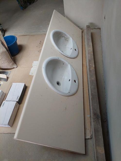 Dubbele lavabo en blad/wastafel Ideal Standart Wit, Huis en Inrichting, Badkamer | Badkamermeubels, Gebruikt, Ophalen