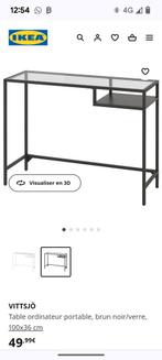 Table d'ordinateur ou coiffeuse IKEA noire et vitrée., Comme neuf, Enlèvement ou Envoi