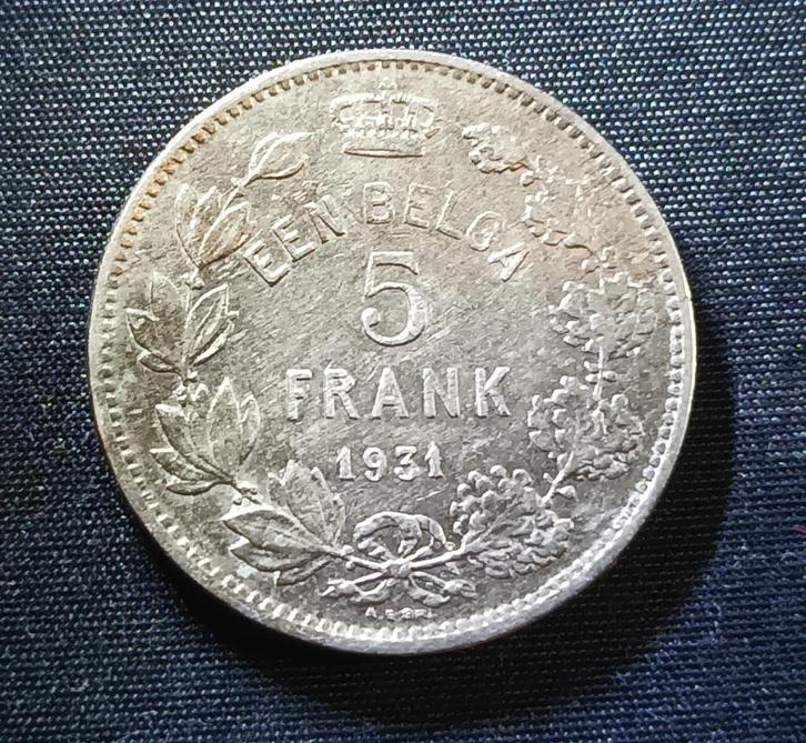 1 belga, 5 frank 1931 VL pos. B - Albert I, Postzegels en Munten, Munten | België, Losse munt, Verzenden