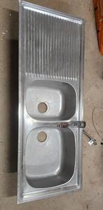 Évier inox double bac avec égouttoir + robinet, Enlèvement