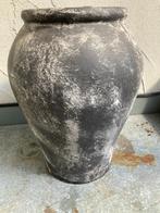 POT BOL GRIJS/ ZWART Hoog 37 cm dia 27 cm NIEUW, Tuin en Terras, Rond, Minder dan 40 cm, Terracotta, Ophalen