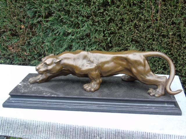 panthère en bronze signé, BARYE sur marbre travaillé, Antiquités & Art, Antiquités | Bronze & Cuivre, Bronze, Enlèvement ou Envoi