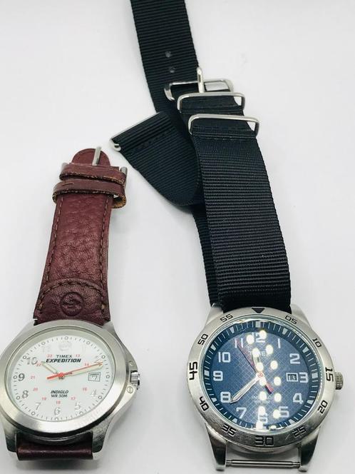 2x Timex horloge werkend Indiglo WR 50 M Negro Nylon  Pulser, Handtassen en Accessoires, Horloges | Heren, Gebruikt, Ophalen of Verzenden