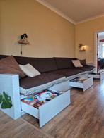 Zitbank 3m80 met waterafstotende kussens en opbergruimte, Ophalen, Zo goed als nieuw