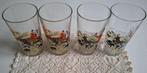 4 Vintage Franse drinkglazen, jacht, jachttafereel, honden, Ophalen of Verzenden