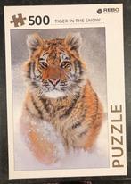 Rebo Puzzel - Tiger in the Snow - 500 stuks - vaste prijs, Ophalen of Verzenden, 500 t/m 1500 stukjes, Legpuzzel, Zo goed als nieuw