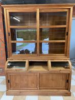 Teak vitrinekast, Huis en Inrichting, Kasten | Vitrinekasten, Ophalen of Verzenden, Zo goed als nieuw, Glas