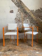 Paire de fauteuils postmodern orange et tissu laine bouclé, Comme neuf, Moins de 50 cm, Enlèvement, Moins de 75 cm