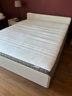 Twee personen bed 1,60 x 2,00 m, Huis en Inrichting, Ophalen, Gebruikt, Beige, Tweepersoons