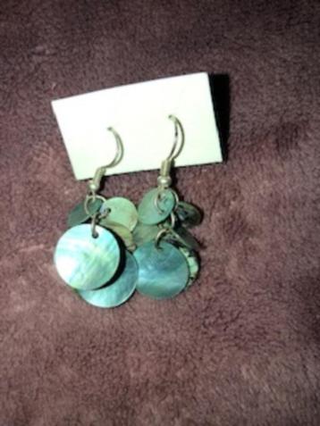 Boucles d'oreilles pendantes nacre turquoise