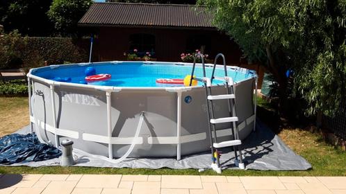 Zwembad rond 4,57m en 1,07m hoog met alle nodige accessoires, Tuin en Terras, Zwembaden, Zo goed als nieuw, Opzetzwembad, 80 tot 120 cm