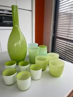 Groene glazen vazen/kaarsenhouders/bloempotten, Ophalen