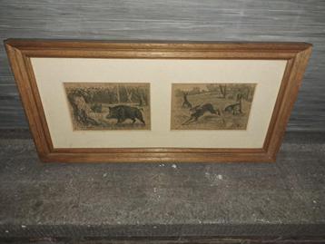 paire de lithographie animaliere monograme beschikbaar voor biedingen