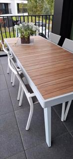 Gescova tafel en 6 stoelen, wit, Tuin en Terras, Tuinsets en Loungesets, Ophalen, Zo goed als nieuw