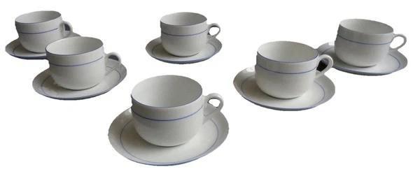 Douwe Egberts Studio 6x Kop en Schotels Blauw Wit Set, Huis en Inrichting, Keuken | Servies, Zo goed als nieuw, Verzenden