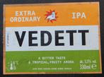 Bieretiket Vedett extra session IPA Br Duvel Moortgat (11t1), Verzamelen, Biermerken, Verzenden, Gebruikt, Duvel