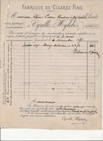 1891 geraardsbergen cigaren hylebos factuur, Autres types, Utilisé, Enlèvement ou Envoi
