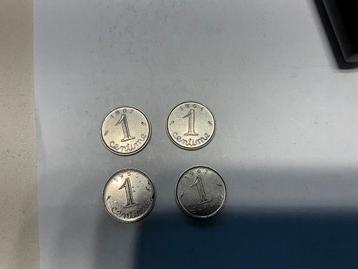 4  Franse 1 centime munten uit de Vijfde Republiek beschikbaar voor biedingen