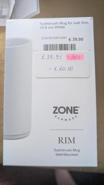 Zone Denmark Toothbrush mug for wall rim beschikbaar voor biedingen