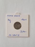 Hong kong 10 cents 1901 AG geres rene, Timbres & Monnaies, Monnaies | Asie, Enlèvement ou Envoi