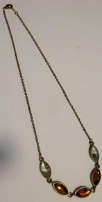 Collier doré avec 5 pierres ovales, Ophalen, Overige materialen, Overige voorstellingen, Bruin