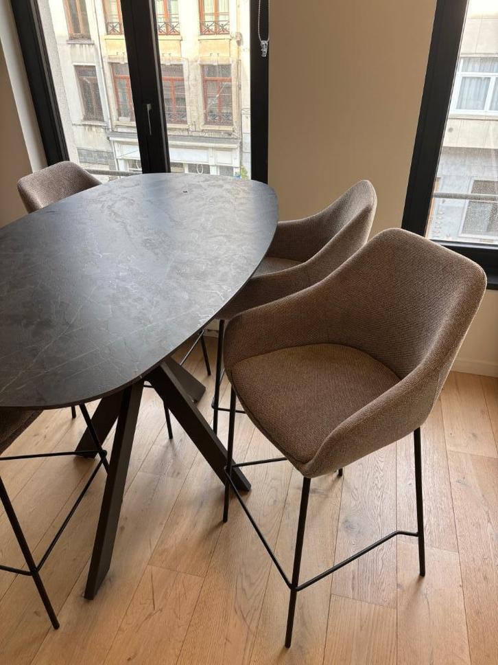 Kick barkruk Suus - Taupe - 4 stuks, Huis en Inrichting, Barkrukken, Zo goed als nieuw, 90 cm of meer, Kunststof, Metaal, 4 krukken