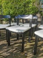 X6 chaises salle à manger bois noir assises blanches, Maison & Meubles, Chaises, Comme neuf, Noir, Bois, Enlèvement ou Envoi