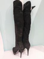 556C* CINTI - superbes bottes cuissardes noires cuir (38), Cinti, Porté, Bottes hautes, Noir