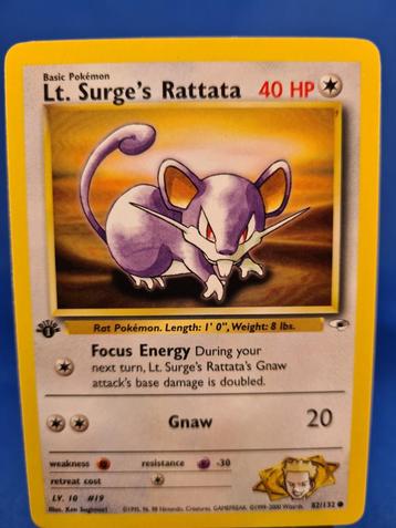 Lt. Surge's Rattata 82/132 - Gym Heroes (1st edition) beschikbaar voor biedingen