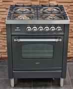 🔥Poêle de luxe Boretti 70 cm anthracite + inox 4 feux 1 fou, Comme neuf, 4 zones de cuisson, Classe énergétique A ou plus économe