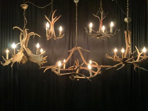 Lusters van ECHTE hertengewei-takken !!!, Huis en Inrichting, Lampen | Hanglampen, Gebruikt, Ophalen