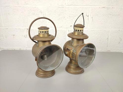 Duo antieke auto lampen, Antiek en Kunst, Curiosa en Brocante, Ophalen of Verzenden