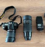 Nikon D-90 met 2 lenzen, flits, fototas en statief, Comme neuf, Enlèvement