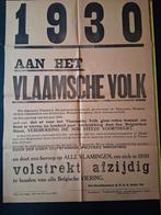 1930 Vlaamse beweging Studenten AVHV, Verzamelen, Posters, Ophalen of Verzenden