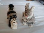 Set de 2 magnifiques animaux en fourrure (chat et lapin), Comme neuf, Enlèvement ou Envoi
