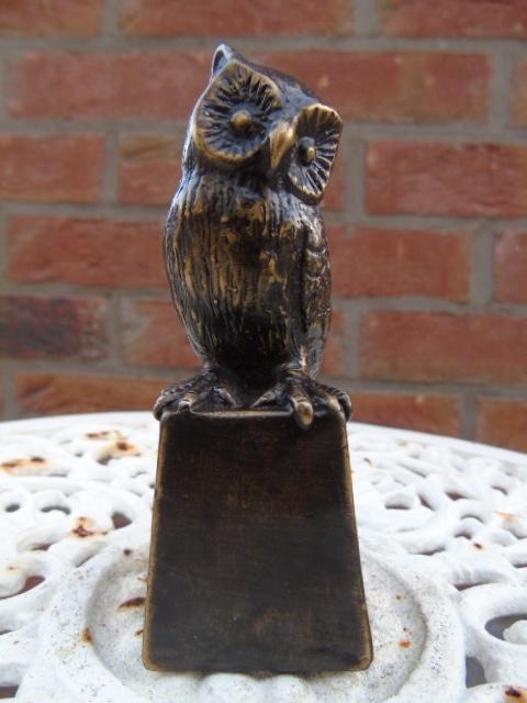 hibou sur socle en bronze ., Antiquités & Art, Antiquités | Bronze & Cuivre, Bronze, Enlèvement ou Envoi