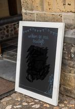 Groot krijtbord wit steigerhout - welkomstbord trouw / feest, Hobby en Vrije tijd, Feestartikelen, Ophalen, Nieuw, Versiering