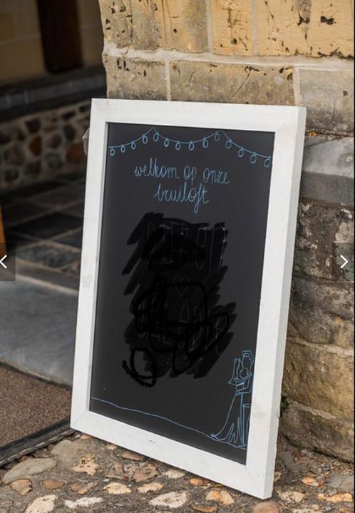 Groot krijtbord wit steigerhout - welkomstbord trouw / feest, Hobby en Vrije tijd, Feestartikelen, Nieuw, Versiering, Ophalen